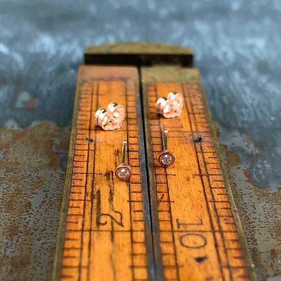 Gabriela Artigas Rose Gold Baby Bezel Diamond Earrings